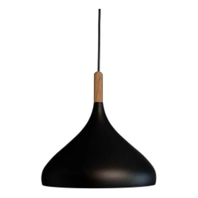 Lampara Colgante Valentin Negro Madera 30cm Apto Led Cie