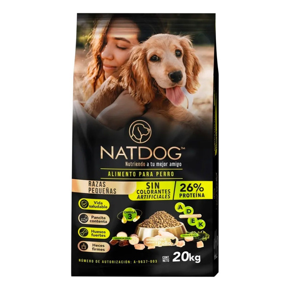 Croquetas Perro Alimento 20 Kg Natdog Razas Pequeñas Premium