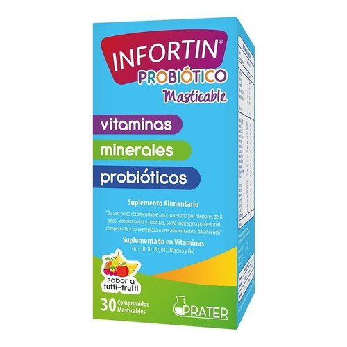 Infortin Probiótico Masticable Prater 30 Comprimidos Tutti Frutti