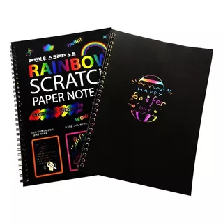 Cuaderno Dibujo Para Rascar Arcoiris Mágico 10 Hojas Negras