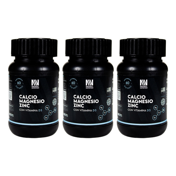 Natural Nutrition X3 Calcio Magnesio Zinc D3 Suplemento 6c