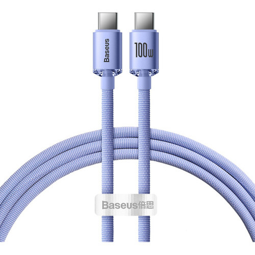 Cable De Carga Rapida 100w Usb-c A Usb-c 2m Baseus Cristal Color Purpura