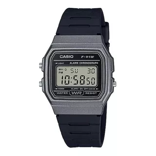 Relógio De Pulso Casio Collection F-91wm-1bdf Com Corpo Cinza,  Digital, Para Masculino, Fundo  Cinza, Com Correia De Resina Cor Preto, Subdials De Cor Preto, Ponteiro De Minutos/segundos Preto, Bi