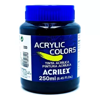 Acrílico Artístico Acrilex Acrylic Colors Preto Brilhante De 1 De 250ml  -  250ml