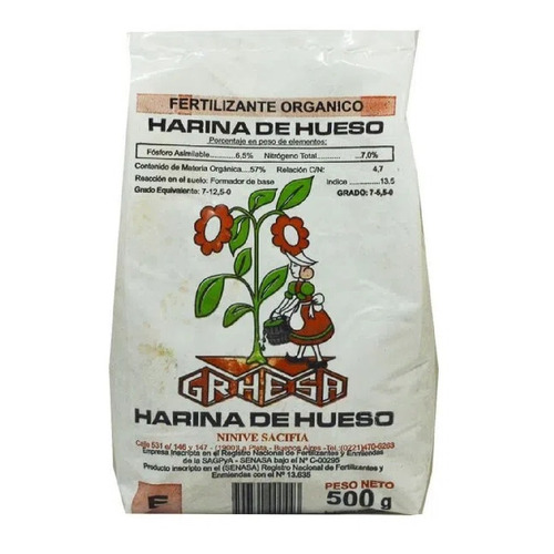 Harina De Hueso 500g Fertilizante Orgánico Grhesa