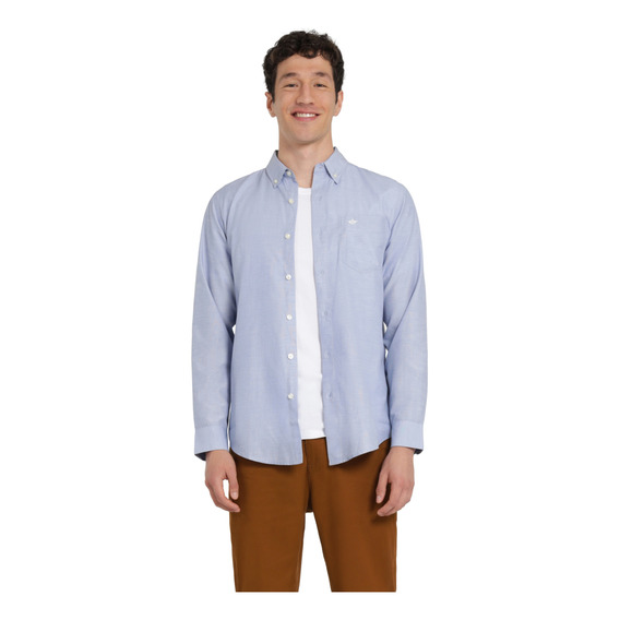 Camisa Hombre Woven Refine Regular Fit Azul Dockers