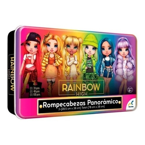 Rainbow High Rompecabezas Panorámico 3 En 1   Caja Metalica