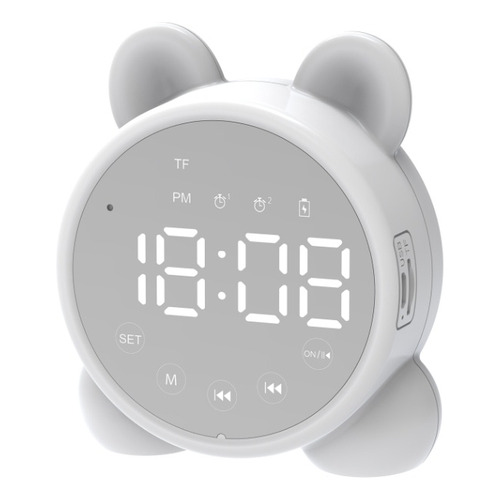 Reloj Despertador Para Niños, Bocina Bluetooth, Despertador Color Blanco