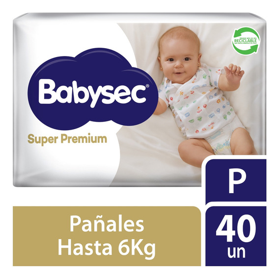 Babysec Super Premium 40 unidades tamaño P pañales bebé