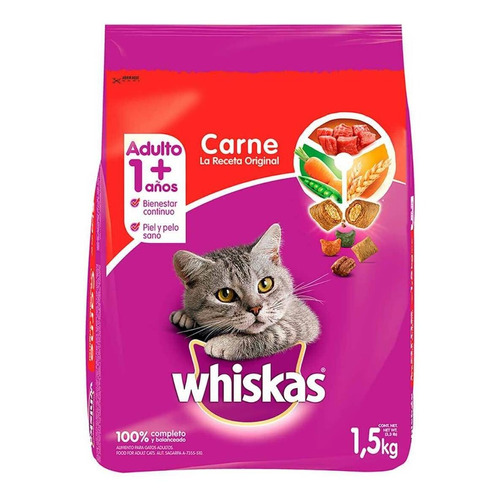 Alimento Whiskas Original para gato adulto sabor carne en bolsa de 1.5kg