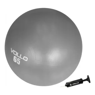 Bola Suiça Gym Ball 65cm Cinza Vollo Pilates Yoga C/ Bomba
