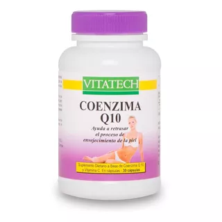 Coenzima Q10 Vita Tech 30 Caps, Vitalidad Para El Organismo Sabor Sin Sabor