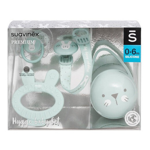 Suavinex® Set Hugge Baby Silicona | 0-6m Color Verde claro