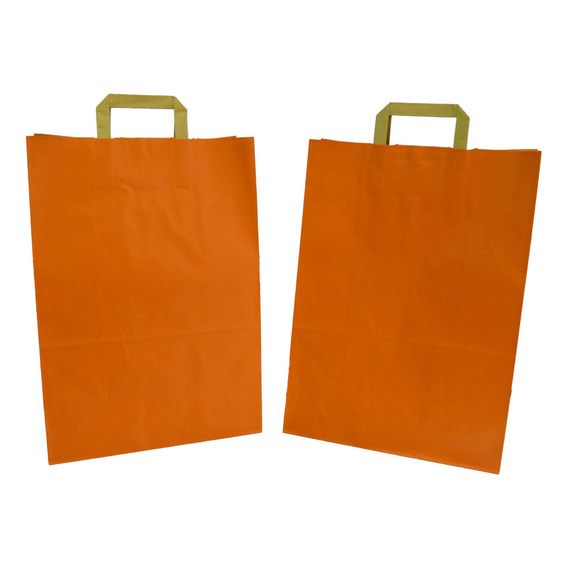 Bolsas De Papel Kraft Importada Asa Plana  32x45x17  100pz