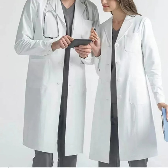 Uniforme Médico, Bata Larga Blanca, Uniforme De Laboratorio