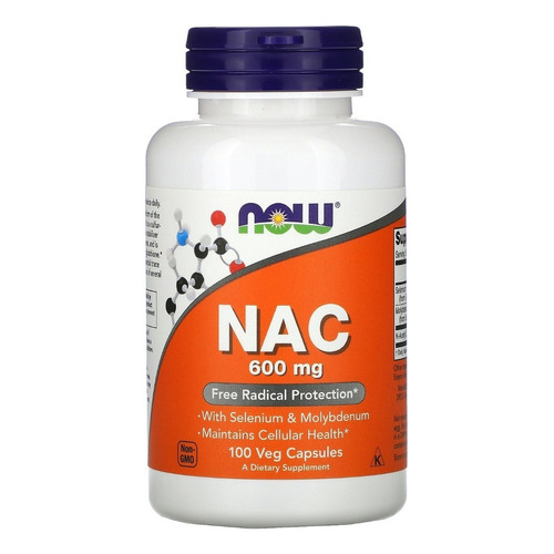 Now NAC - Selenium and N-Acetyl Cysteine - 600 mg - 100 Vegcaps - Sin sabor