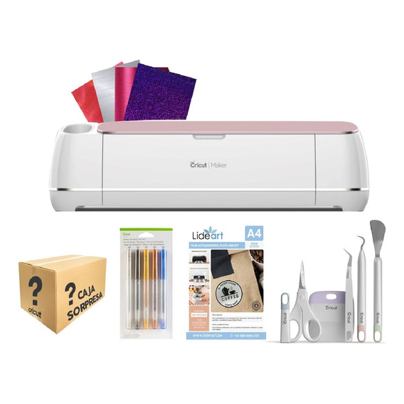 Combo Emprende Cricut Plotter De Corte Maker Rosa