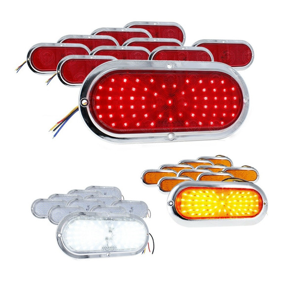 10 Plafon 66 Led Ovalado Bisel Cromado Alta Baja Estrobo Plf