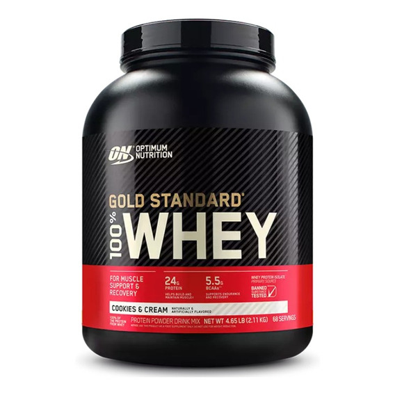 Proteína Gold Standard 100% Whey Protein Cookies And Cream 2.11kg Suplemento En Polvo Optimum Nutrition