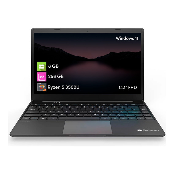 Notebook Gateway Ultra Slim Ryzen 5 8gb 256ssd 14  Fhd Negro
