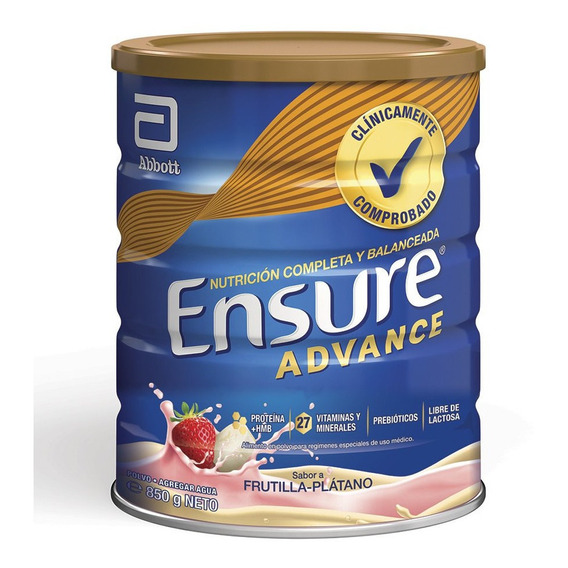 Ensure Advance sabor frutilla-platano lata 850g