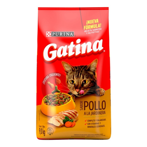 Alimento Gatina para gato sabor pollo en bolsa de 9kg