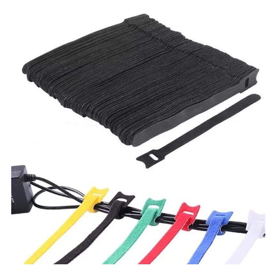 X10 Organizador De Cables Velcro Negro Reutilizable 