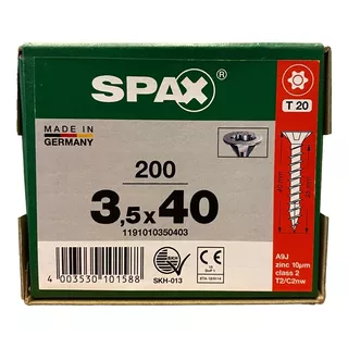 Tornillos Spax Madera 3.5 X 40 Caja 200 Pieza Cuerda Corrida