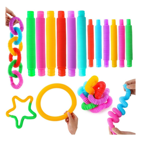 Fidget Toy Pop Tubes Sensorial Tamaño Mediano Pack X 5