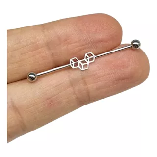 Piercing Transversal Formas Geometricas Aço Cirurgico Cor Bege