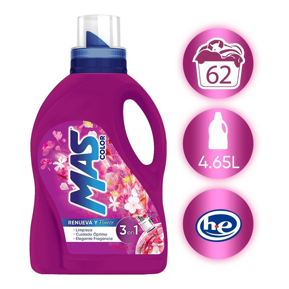 Detergente Líquido Mas Color Renueva Y Florece 4.65l