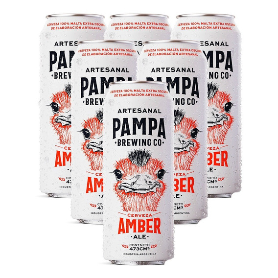 Cerveza Pampa Amber Ale 473cc Pack X 6 Latas