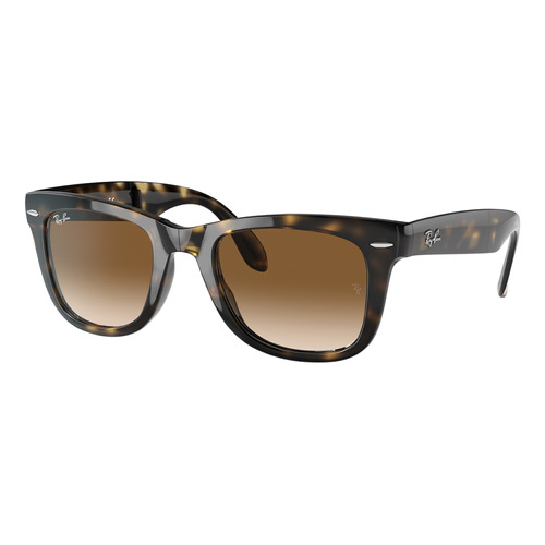 Anteojos de sol Ray-Ban Wayfarer Folding Classic Large con marco de nailon color polished tortoise, lente light brown de cristal degradada, varilla polished tortoise de nailon - RB4105