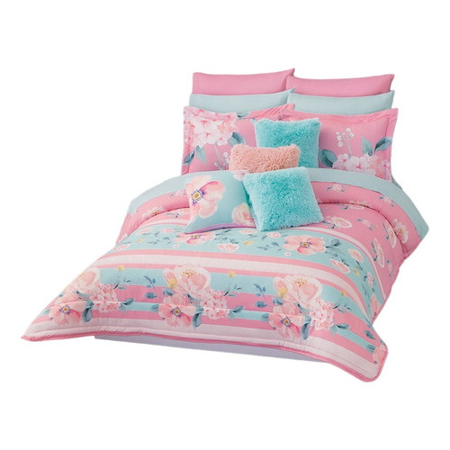 Edredón Becky Rosa C/fundas King Size Colchas Concord