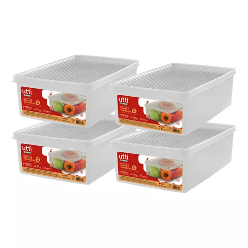 Ordene Jogo de 4 Caixas Organizadoras Pequena para Frutas Verduras Legumes  Saladas Cesto Organizador Plástico para Geladeira Potes Plastico Tapoer  Cozinha Organização Kit Pote Retangular Conjunto Empilhável