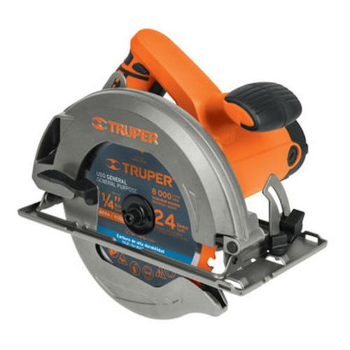 Sierra circular eléctrica Truper Professional SICI-7-1/4A3 18.5cm 1750W naranja 60Hz 127V
