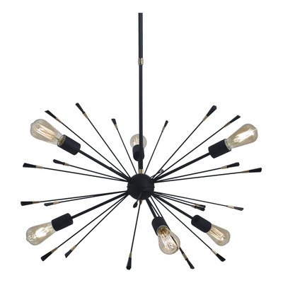 Colgante Araña Explosion 6 Luces Negra 456-6 Deco Moderno Rd