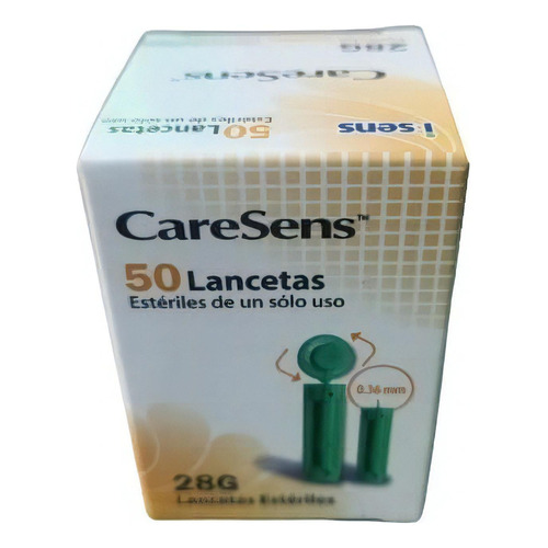 Lancetas Estériles Caresens 50u Para Medir Glicemia 28g Color Verde
