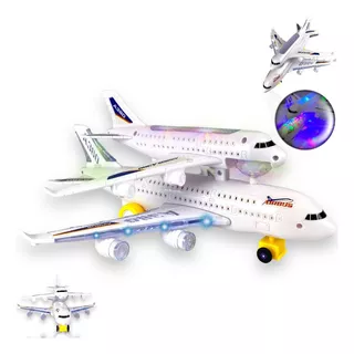 Brinquedo Avião Com Luzes Sons Anda Bate E Volta Presente Cor Branco Personagem Jatinho