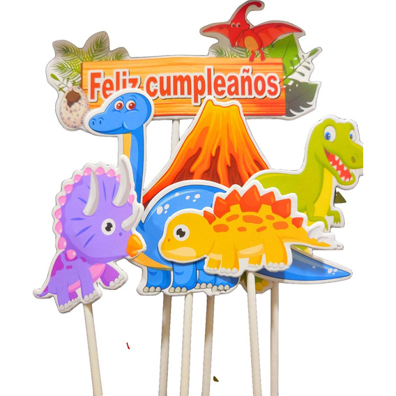 Cake Topper Feliz Cumpleaños Decoración Torta De Dinosaurios