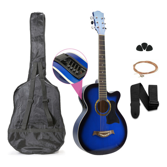 Guitarra Electroacústica Femmto Criolla AG003 para diestros azul arce brillante con ecualizador activo
