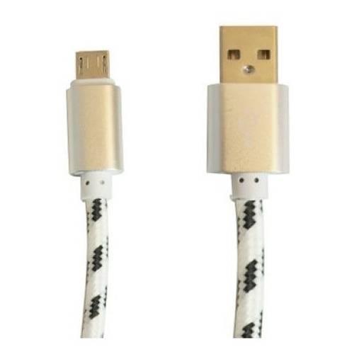 Cable Usb A Micro Usb 2 Mts Carga Y Datos Nylon Blanco / /vc Color Negro
