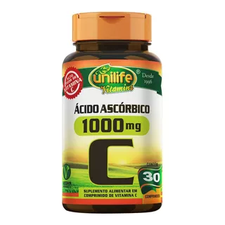 Vitamina C Ácido Ascórbico C1000 Unilife 1000 Mg 30 C C-1000