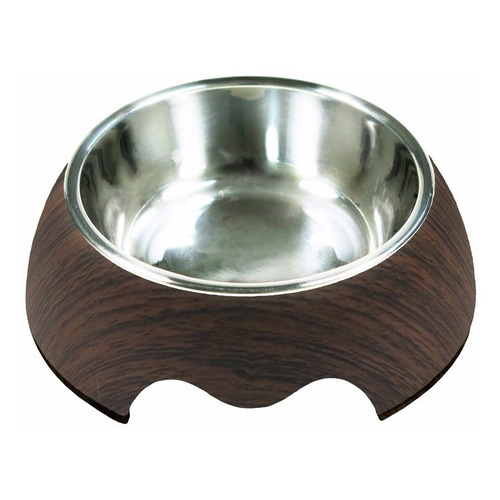 Plato Comedero Lujo P/ Perro Gato Mascota Pet75 Madera 160ml