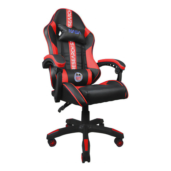 Silla de escritorio Nasa Jupiter gamer ergonómica  negra y roja con tapizado de tejido sintético pu