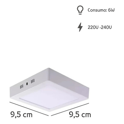 Plafon Panel Cuadrado Led 6w Calido Y Frio Potente