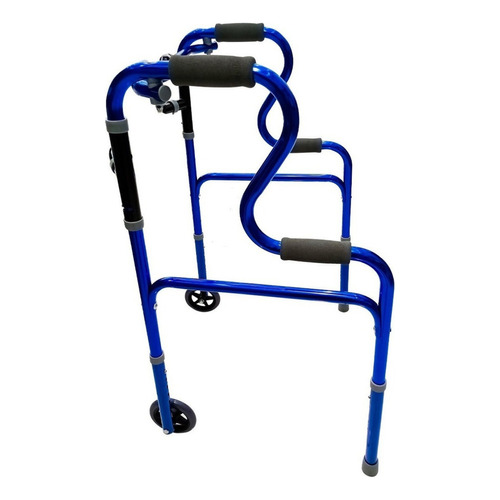 Handy AN05 color azul andadera ortopédica plegable con ruedas doble apoyo