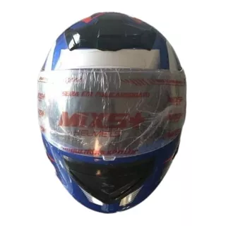 Capacete Moto Fechado Mixs Mx2 Storm Fosco Azul E Vermelho