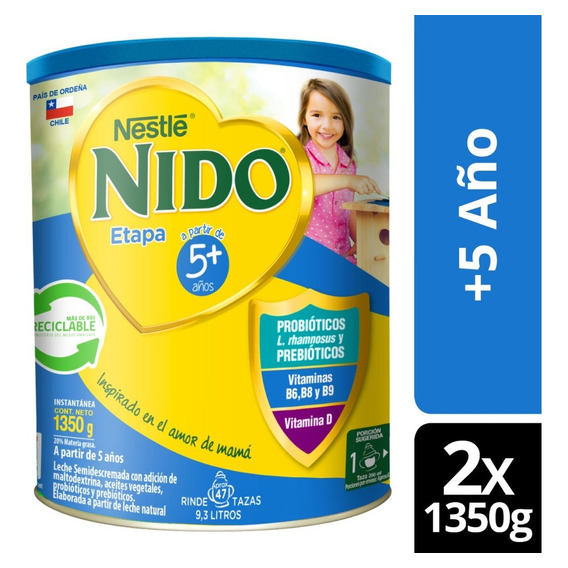 Leche Nido 5+ Protectus® 1350g Pack X2 Sabor Natural
