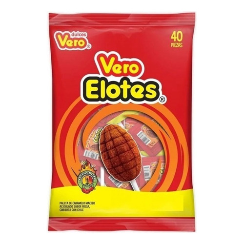 Vero Elotes Paleta De Caramelo Con Chile 40pz 560gr